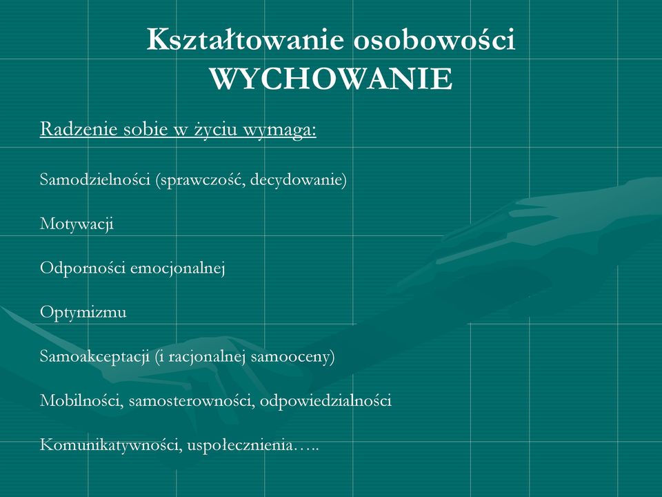 emocjonalnej Optymizmu Samoakceptacji (i racjonalnej samooceny)