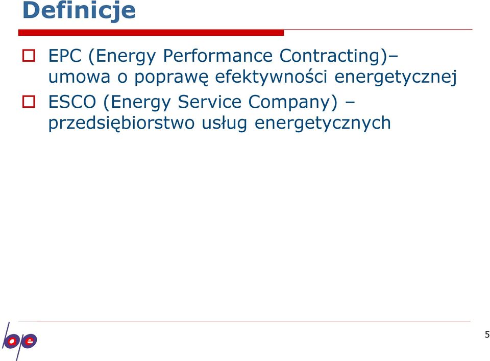 efektywności energetycznej ESCO (Energy