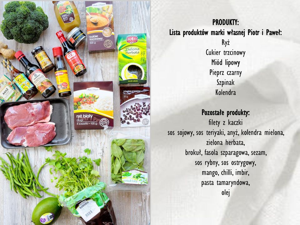 sojowy, sos teriyaki, anyż, kolendra mielona, zielona herbata, brokuł, fasola