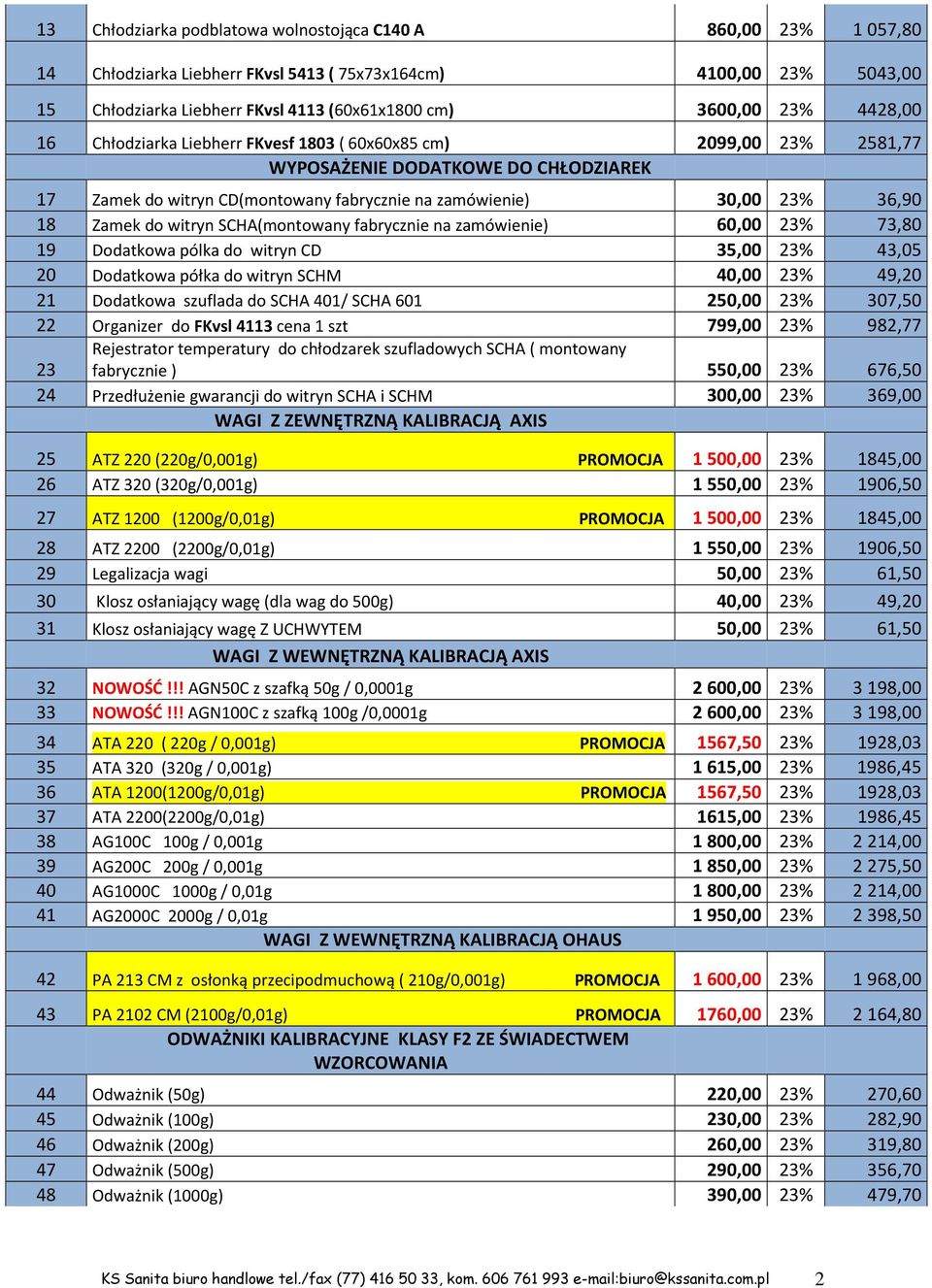 do witryn SCHA(montowany fabrycznie na zamówienie) 60,00 23% 73,80 19 Dodatkowa pólka do witryn CD 35,00 23% 43,05 20 Dodatkowa półka do witryn SCHM 40,00 23% 49,20 21 Dodatkowa szuflada do SCHA 401/