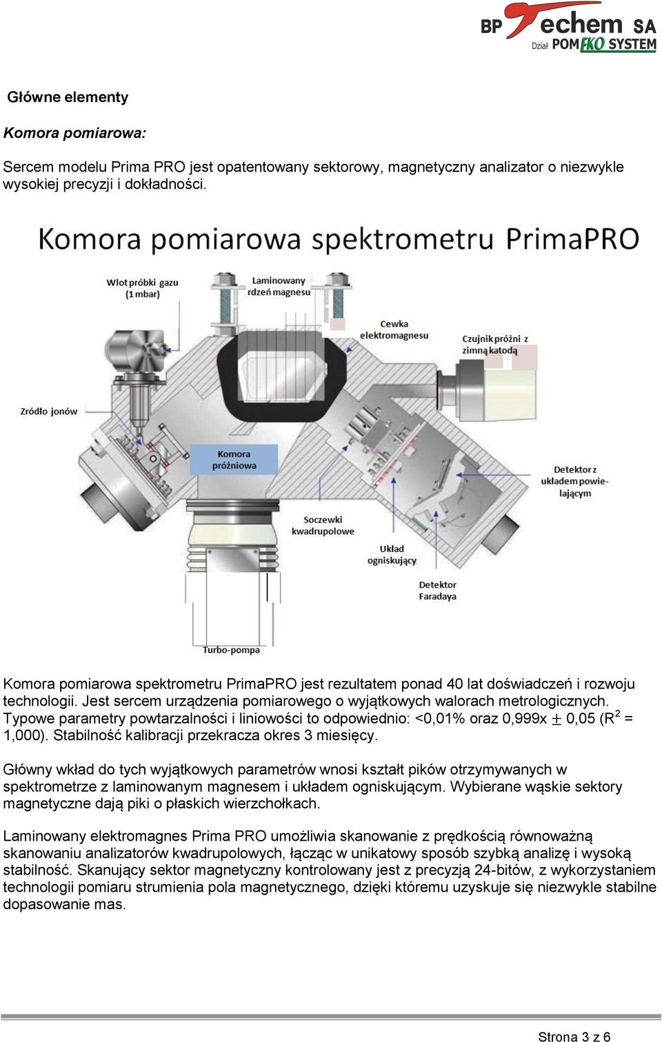 Typowe parametry powtarzalności i liniowości to odpowiednio: <0,01% oraz 0,999x 0,05 (R 2 = 1,000). Stabilność kalibracji przekracza okres 3 miesięcy.