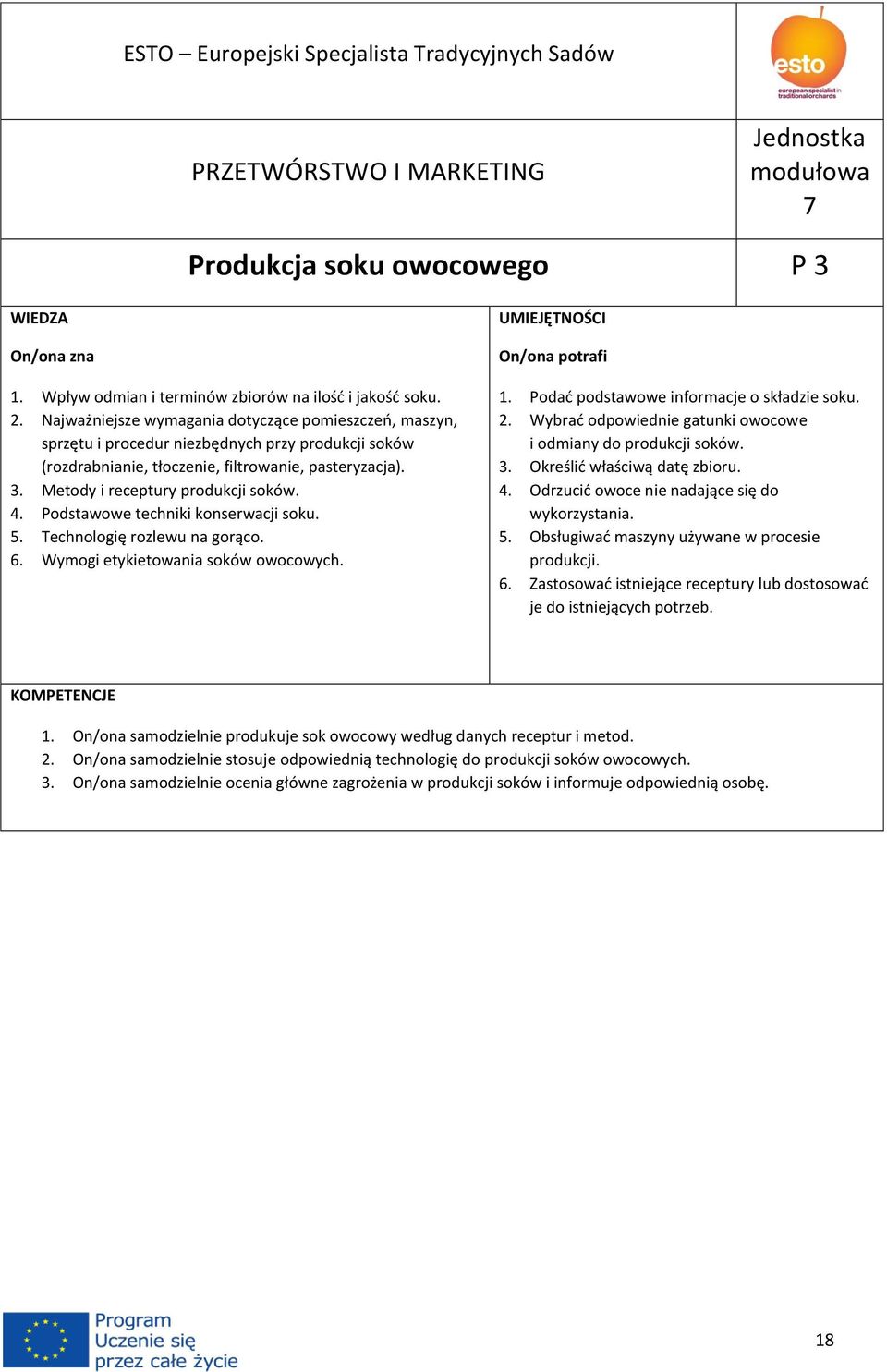 4. Podstawowe techniki konserwacji soku. 5. Technologię rozlewu na gorąco. 6. Wymogi etykietowania soków owocowych. 1. Podać podstawowe informacje o składzie soku. 2.