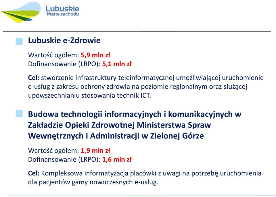 Budowa technologii informacyjnych i komunikacyjnych w Zakładzie Opieki Zdrowotnej Ministerstwa Spraw Wewnętrznych i Administracji w Zielonej Górze