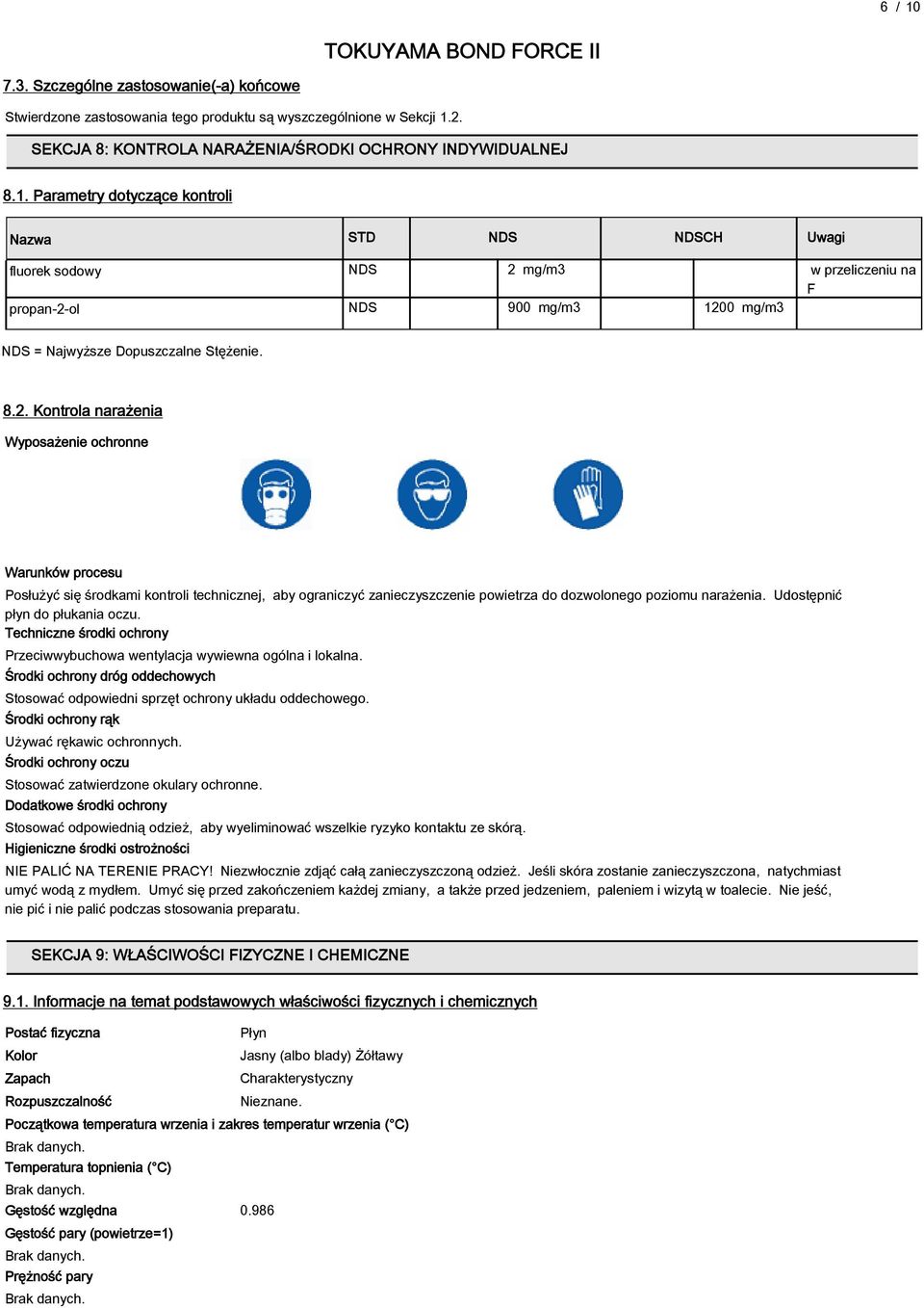 Parametry dotyczące kontroli Nazwa STD NDS NDSCH Uwagi fluorek sodowy NDS 2 