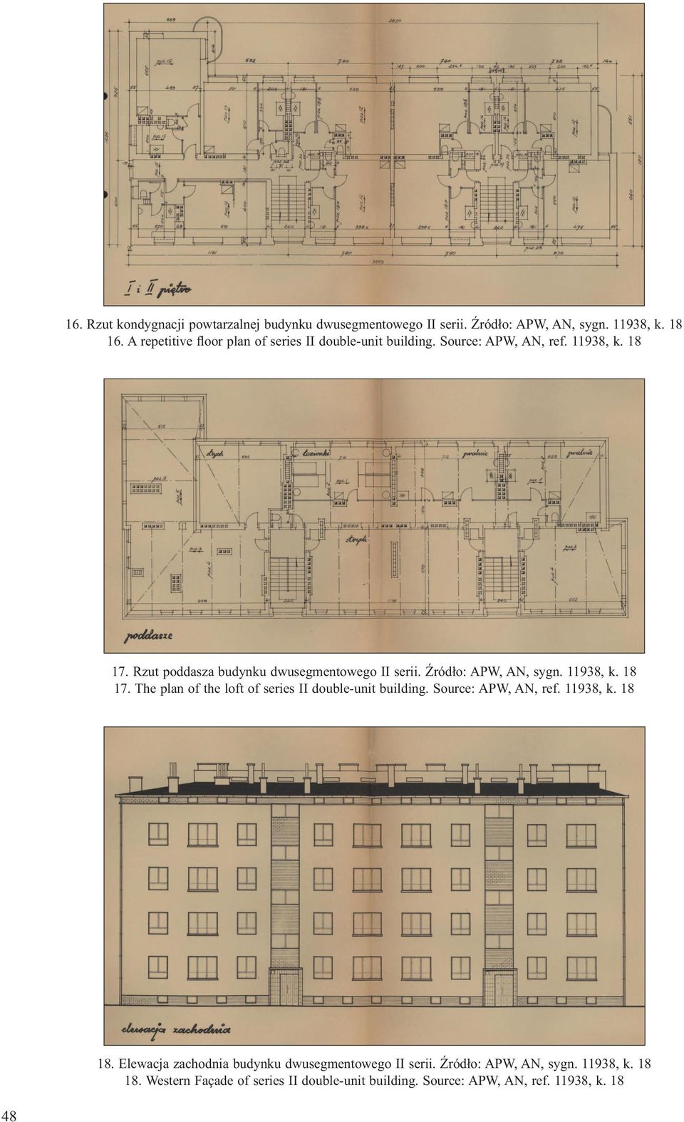 Rzut poddasza budynku dwusegmentowego II serii. ród o: APW, AN, sygn. 11938, k. 18 17.