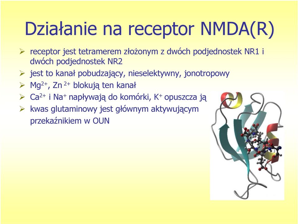 nieselektywny, jonotropowy Mg 2+, Zn 2+ blokują ten kanał Ca 2+ i Na +