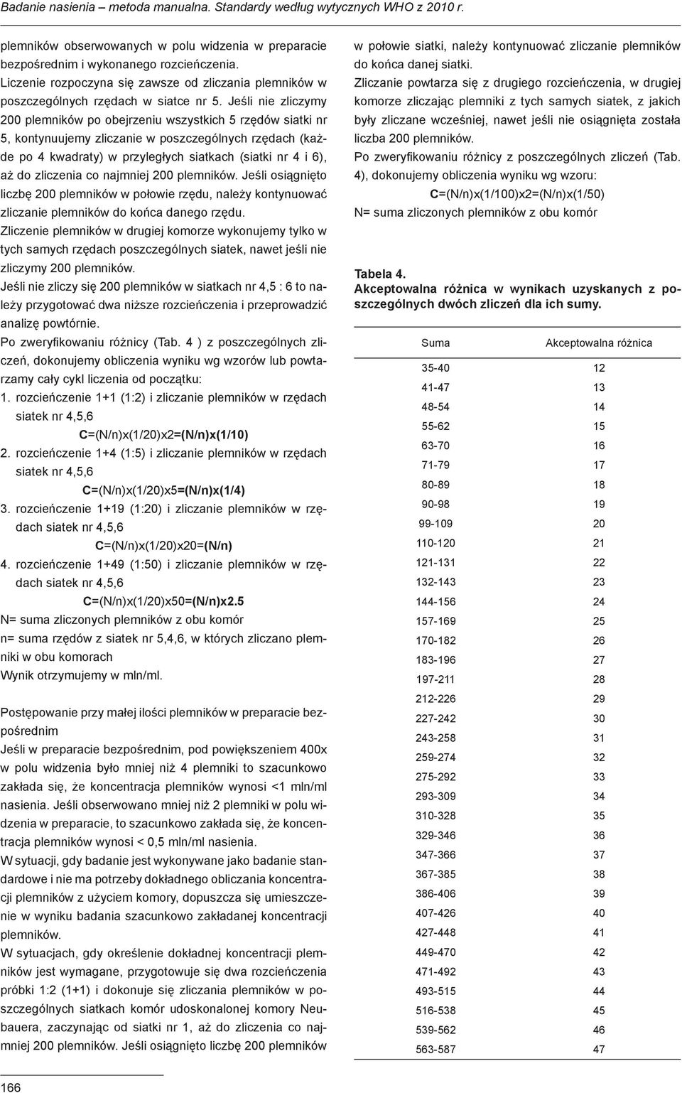 Jeśli nie zliczymy 200 plemników po obejrzeniu wszystkich 5 rzędów siatki nr 5, kontynuujemy zliczanie w poszczególnych rzędach (każde po 4 kwadraty) w przyległych siatkach (siatki nr 4 i 6), aż do