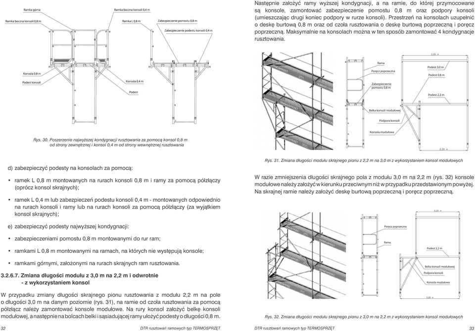 Maksymalnie na konsolach można w ten sposób zamontować 4 kondygnacje rusztowania. Rys. 30.