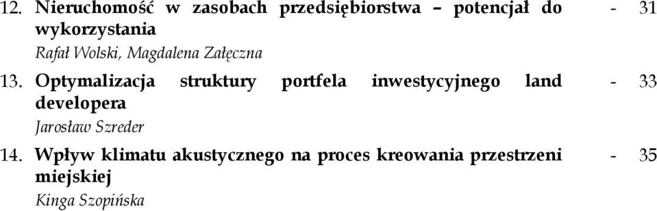 Optymalizacja struktury portfela inwestycyjnego land developera Jarosław