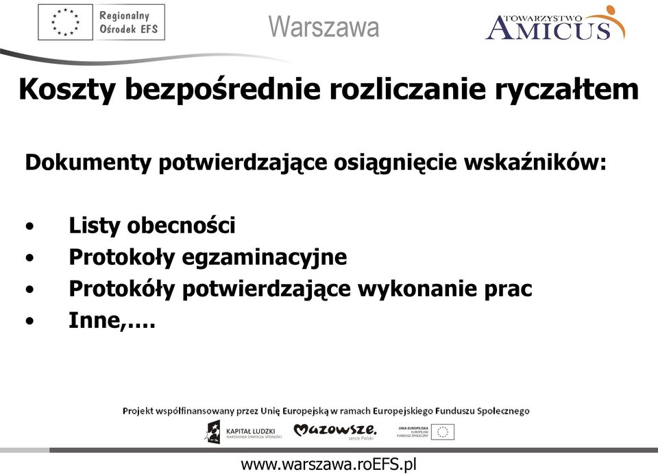 wskaźników: Listy obecności Protokoły