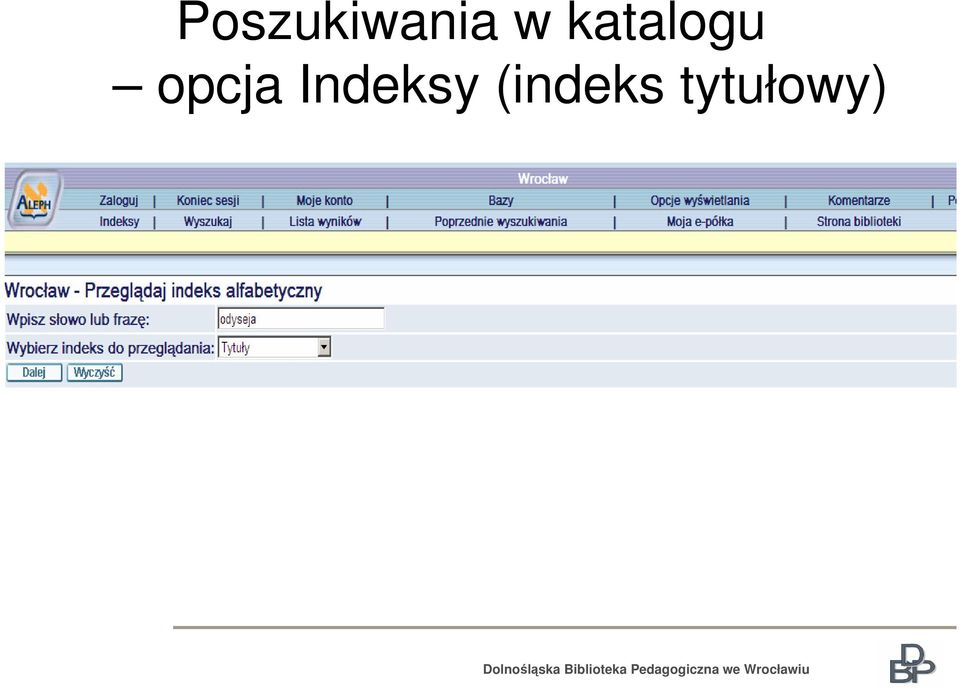 opcja Indeksy