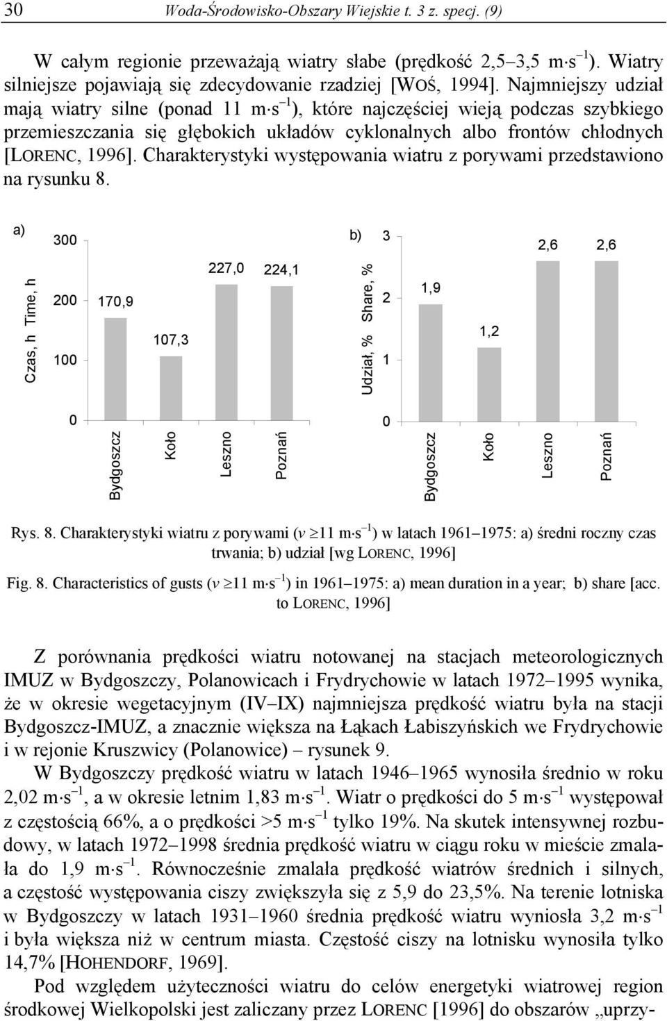 Charakterystyki występowania wiatru z porywami przedstawiono na rysunku 8.