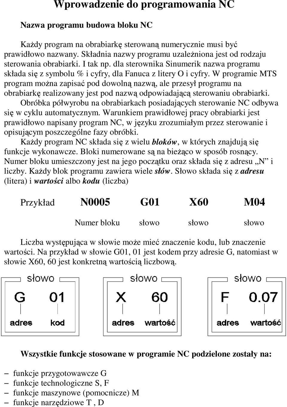 W programie MTS program moŝna zapisać pod dowolną nazwą, ale przesył programu na obrabiarkę realizowany jest pod nazwą odpowiadającą sterowaniu obrabiarki.