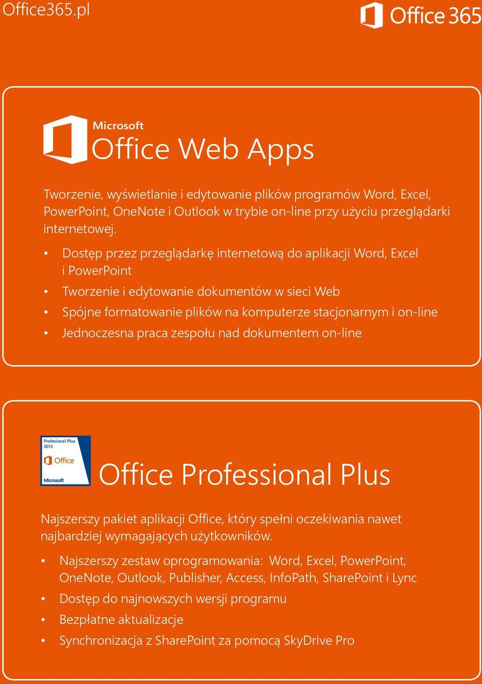 praca zespołu nad dokumentem on-line Profesional Plus 2013 Office Professional Plus Najszerszy pakiet aplikacji Office, który spełni oczekiwania nawet najbardziej wymagających użytkowników.