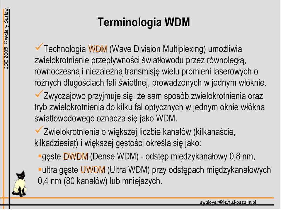 Zwyczajowo przyjmuje się, że sam sposób zwielokrotnienia oraz tryb zwielokrotnienia do kilku fal optycznych w jednym oknie włókna światłowodowego oznacza się jako WDM.