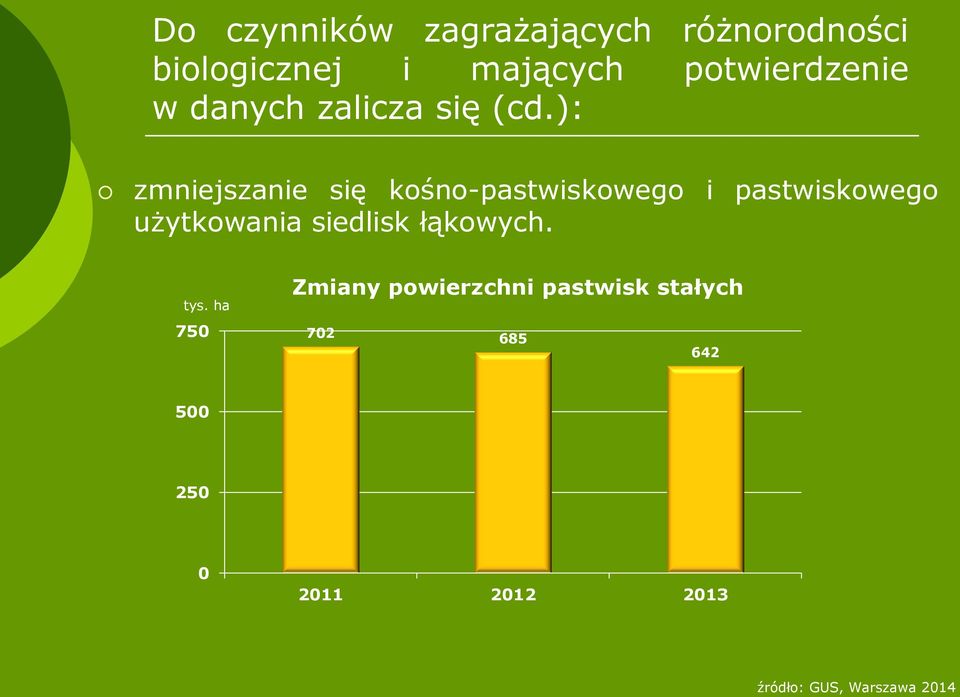 ): zmniejszanie się kośno-pastwiskowego i pastwiskowego użytkowania