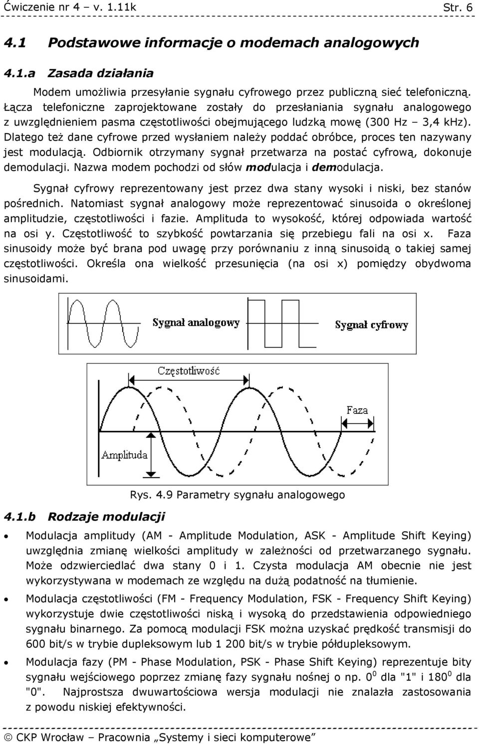 Dlatego też dane cyfrowe przed wysłaniem należy poddać obróbce, proces ten nazywany jest modulacją. Odbiornik otrzymany sygnał przetwarza na postać cyfrową, dokonuje demodulacji.