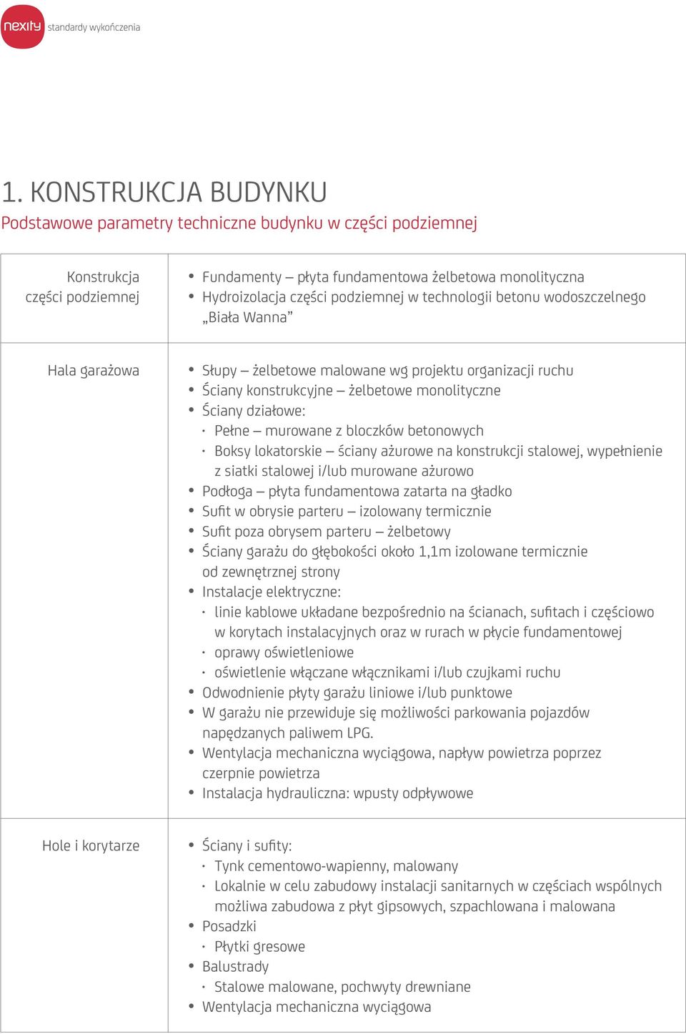 bloczków betonowych Boksy lokatorskie ściany ażurowe na konstrukcji stalowej, wypełnienie z siatki stalowej i/lub murowane ażurowo Podłoga płyta fundamentowa zatarta na gładko Sufit w obrysie parteru