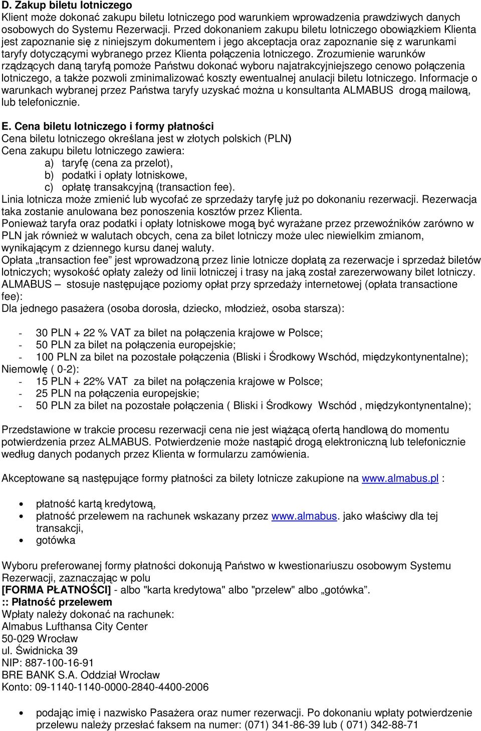 połączenia lotniczego.