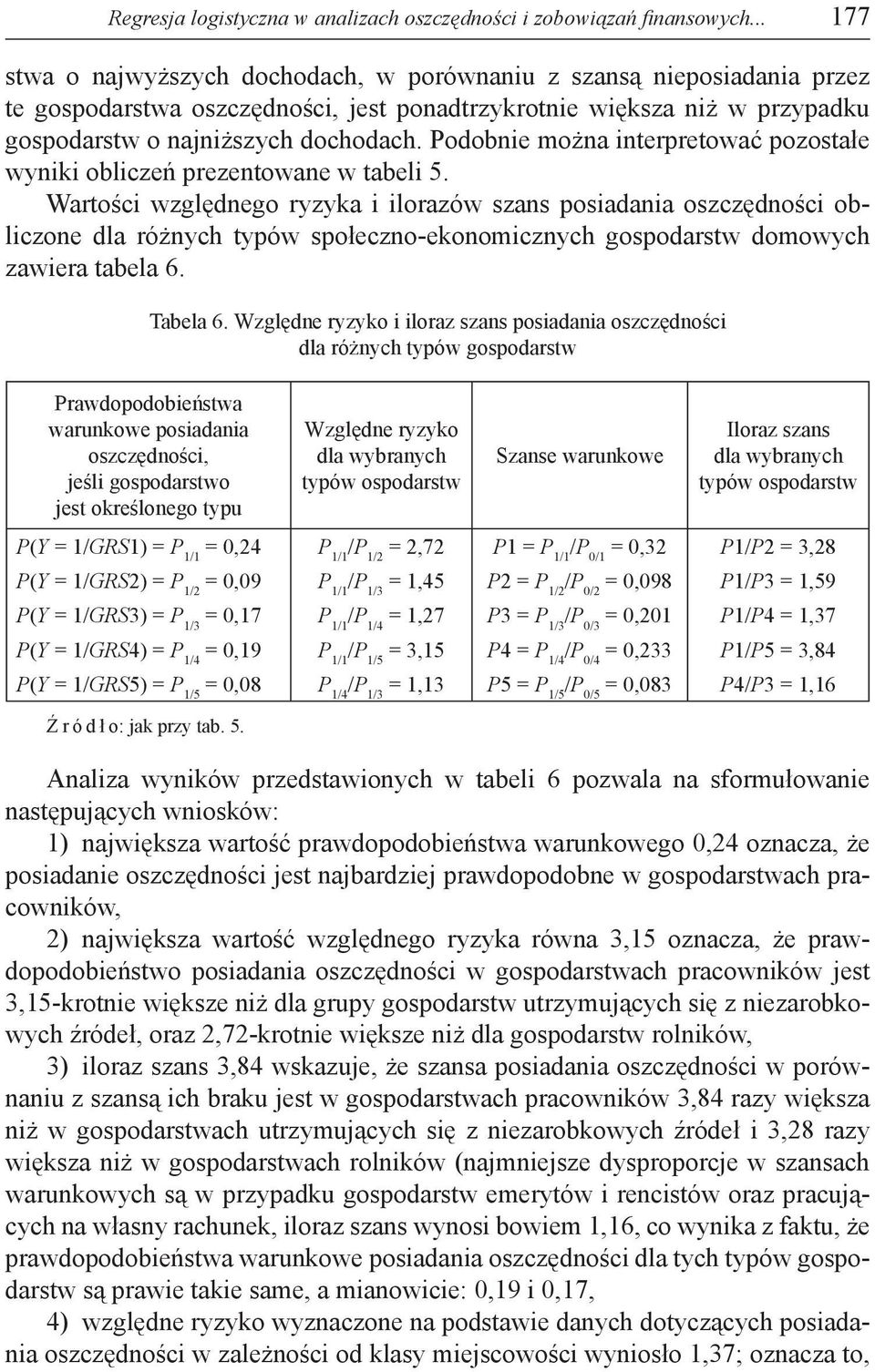 Podobnie można interpretować pozostałe wyniki obliczeń prezentowane w tabeli 5.