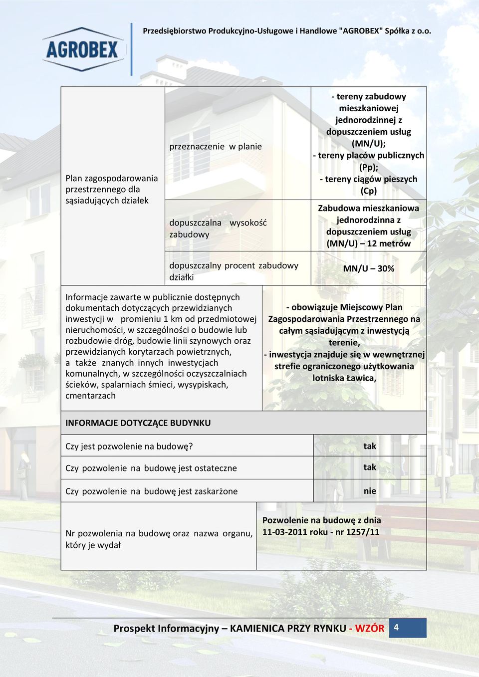 Informacje zawarte w publicznie dostępnych dokumentach dotyczących przewidzianych inwestycji w promieniu 1 km od przedmiotowej nieruchomości, w szczególności o budowie lub rozbudowie dróg, budowie