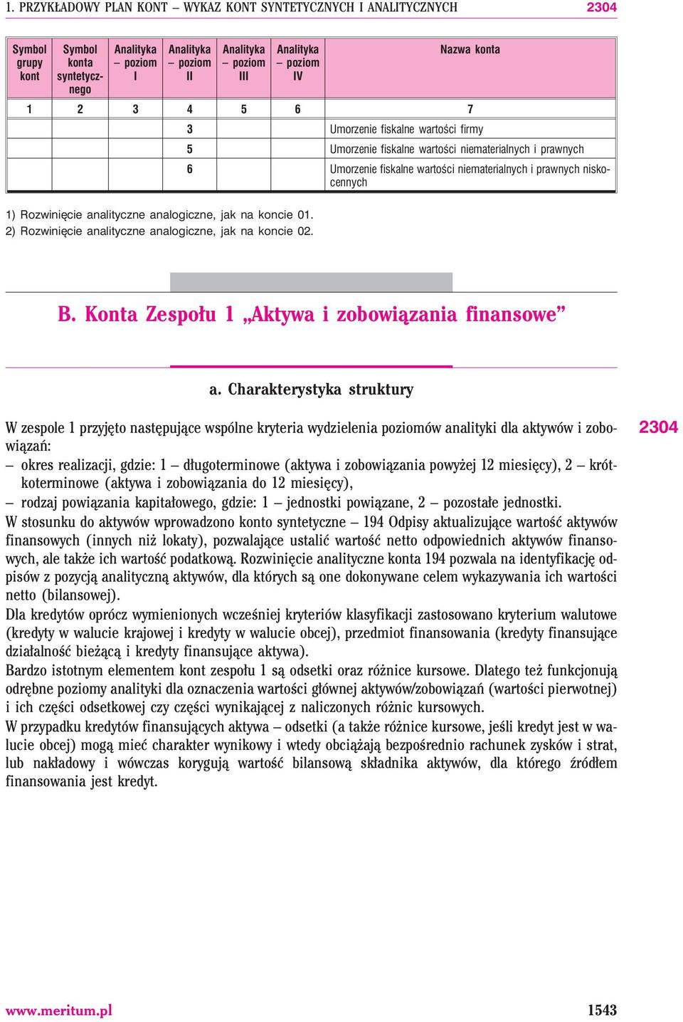 Charakterystyka struktury W zespole 1 przyjêto nastêpuj¹ce wspólne kryteria wydzielenia poziomów analityki dla aktywów i zobowi¹zañ: okres realizacji, gdzie: 1 d³ugoterminowe (aktywa i zobowi¹zania