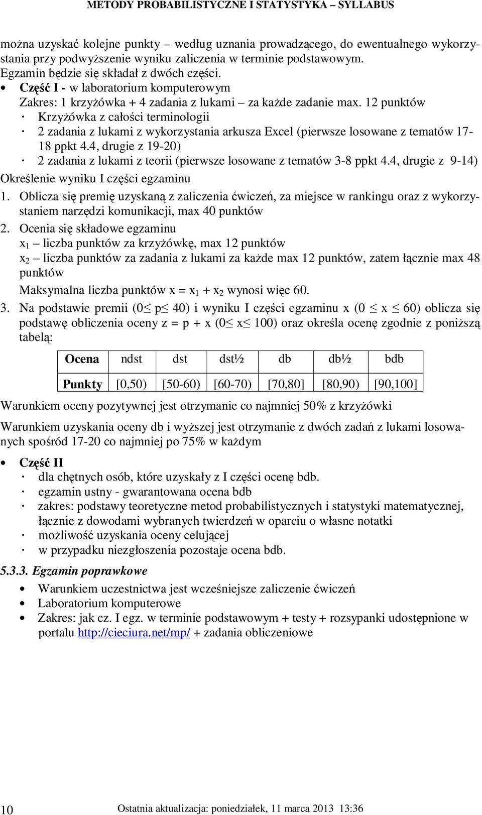 12 punktów KrzyŜówka z całości terminologii 2 zadania z lukami z wykorzystania arkusza Excel (pierwsze losowane z tematów 17-18 ppkt 4.