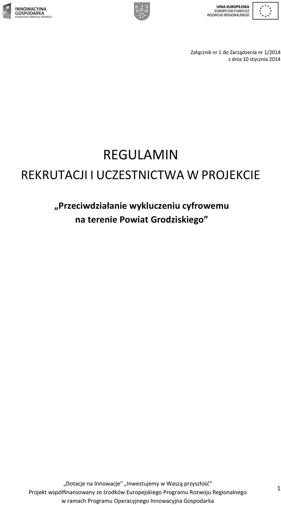 UCZESTNICTWA W PROJEKCIE Przeciwdziałanie