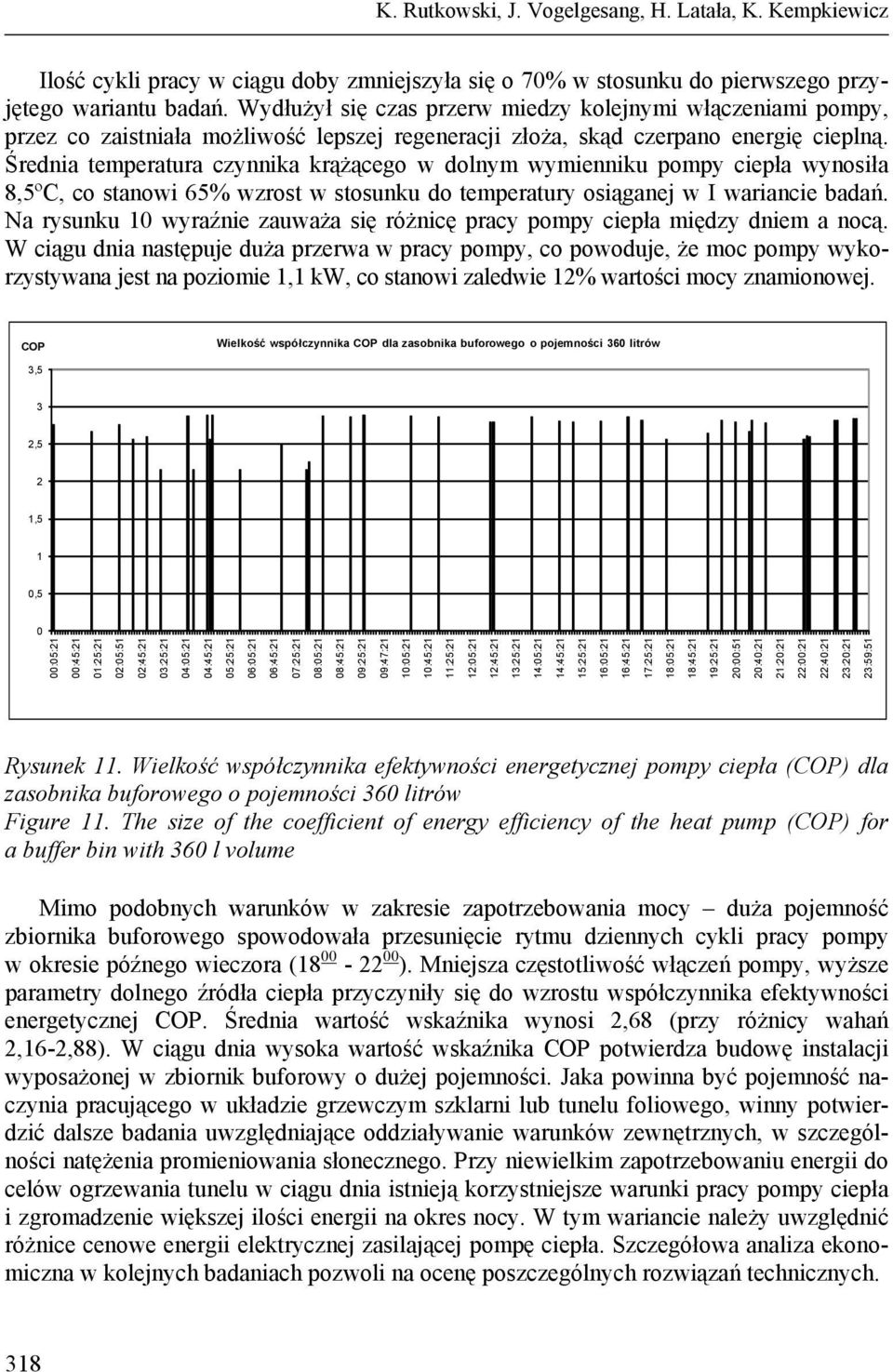 Średnia temperatura czynnika krążącego w dolnym wymienniku pompy ciepła wynosiła 8,5ºC, co stanowi 65% wzrost w stosunku do temperatury osiąganej w I wariancie badań.