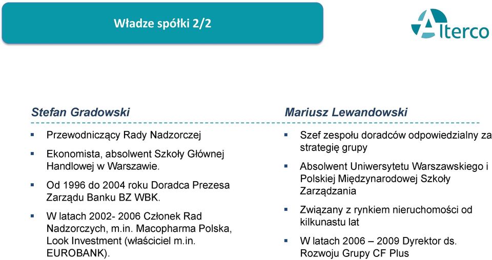 Macopharma Polska, Look Investment (właściciel m.in. EUROBANK).