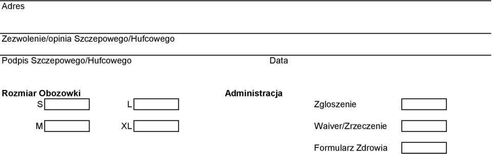 Szczepowego/Hufcowego Data Rozmiar