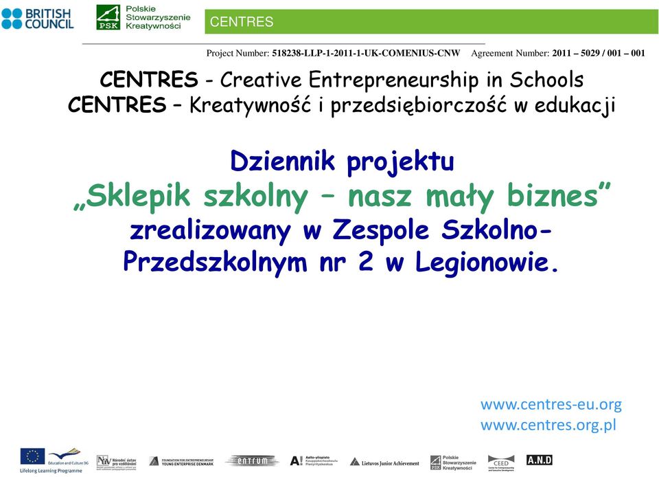 przedsiębiorczość w edukacji Dziennik projektu Sklepik szkolny nasz mały biznes
