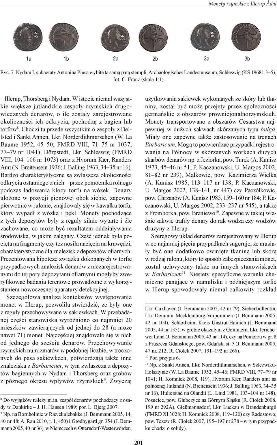 W istocie niemal wszystkie większe jutlandzkie zespoły rzymskich drugowiecznych denarów, o ile zostały zarejestrowane okoliczności ich odkrycia, pochodzą z bagien lub torfów 8.