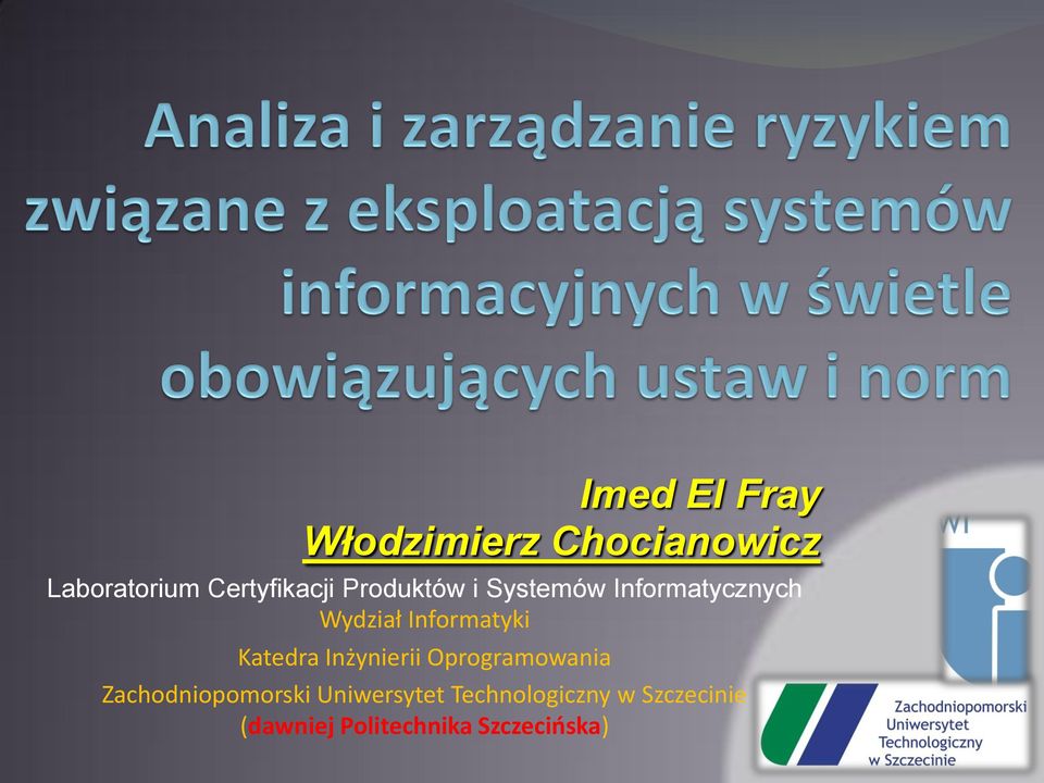 Informatyki Katedra Inżynierii Oprogramowania