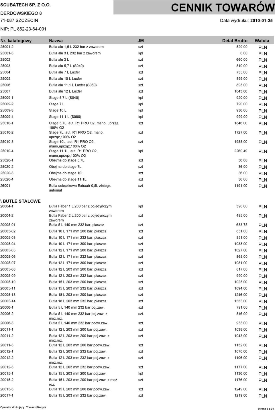 00 PLN 25009-1 Stage 5,7 L (S040) kpl 920.00 PLN 25009-2 Stage 7 L kpl 790.00 PLN 25009-3 Stage 10 L kpl 936.00 PLN 25009-4 Stage 11,1 L (S080) kpl 999.00 PLN 25010-1 Stage 5,7L, aut.