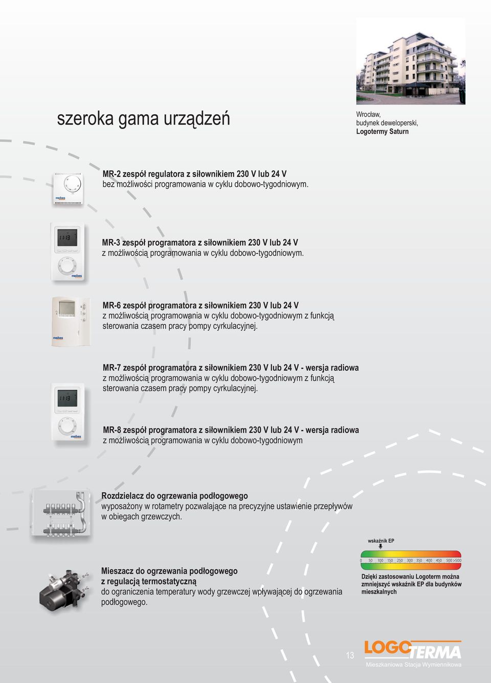 MR-6 zespół programatora z siłownikiem 230 V lub 24 V z możliwością programowania w cyklu dobowo-tygodniowym z funkcją sterowania czasem pracy pompy cyrkulacyjnej.