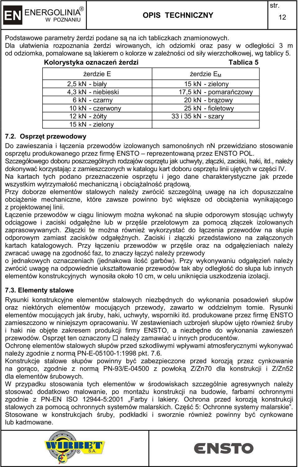 Kolorystyka oznacze erdzi Tablica 5 erdzie E erdzie E,5 kn - biały 5 kn - zielony 4,3 kn - niebieski 7,5 kn - pomara czowy 6 kn - czarny 0 kn - br zowy 0 kn - czerwony 5 kn - fioletowy kn - ółty 33 i