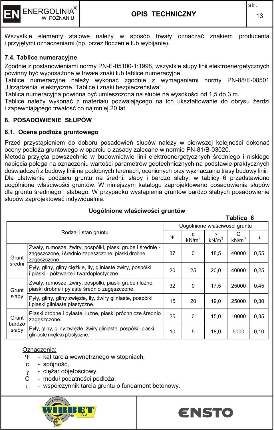 Tablice numeracyjne nale y wykona zgodnie z wymaganiami normy PN-88/E-0850 Urz dzenia elektryczne. Tablice i znaki bezpiecze stwa.