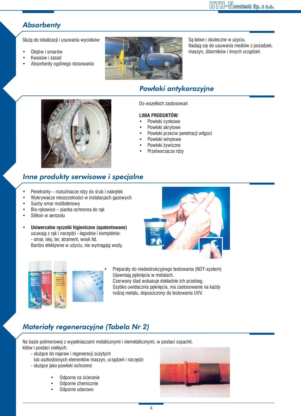 penetracji wilgoci Powłoki winylowe Powłoki żywiczne Przetwarzacze rdzy Inne produkty serwisowe i specjalne Penetranty rozluźniacze rdzy do śrub i nakrętek Wykrywacze nieszczelności w instalacjach
