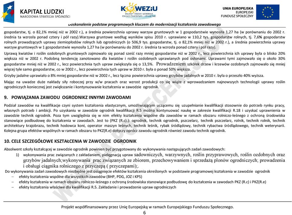 Uprawą kwiatów i roślin ozdobnych gruntowych zajmowało się ponad sześć razy mniej gospodarstw niż w 2002 r., lecz powierzchnia ich uprawy była o blisko 20% większa niż w 2002 r.