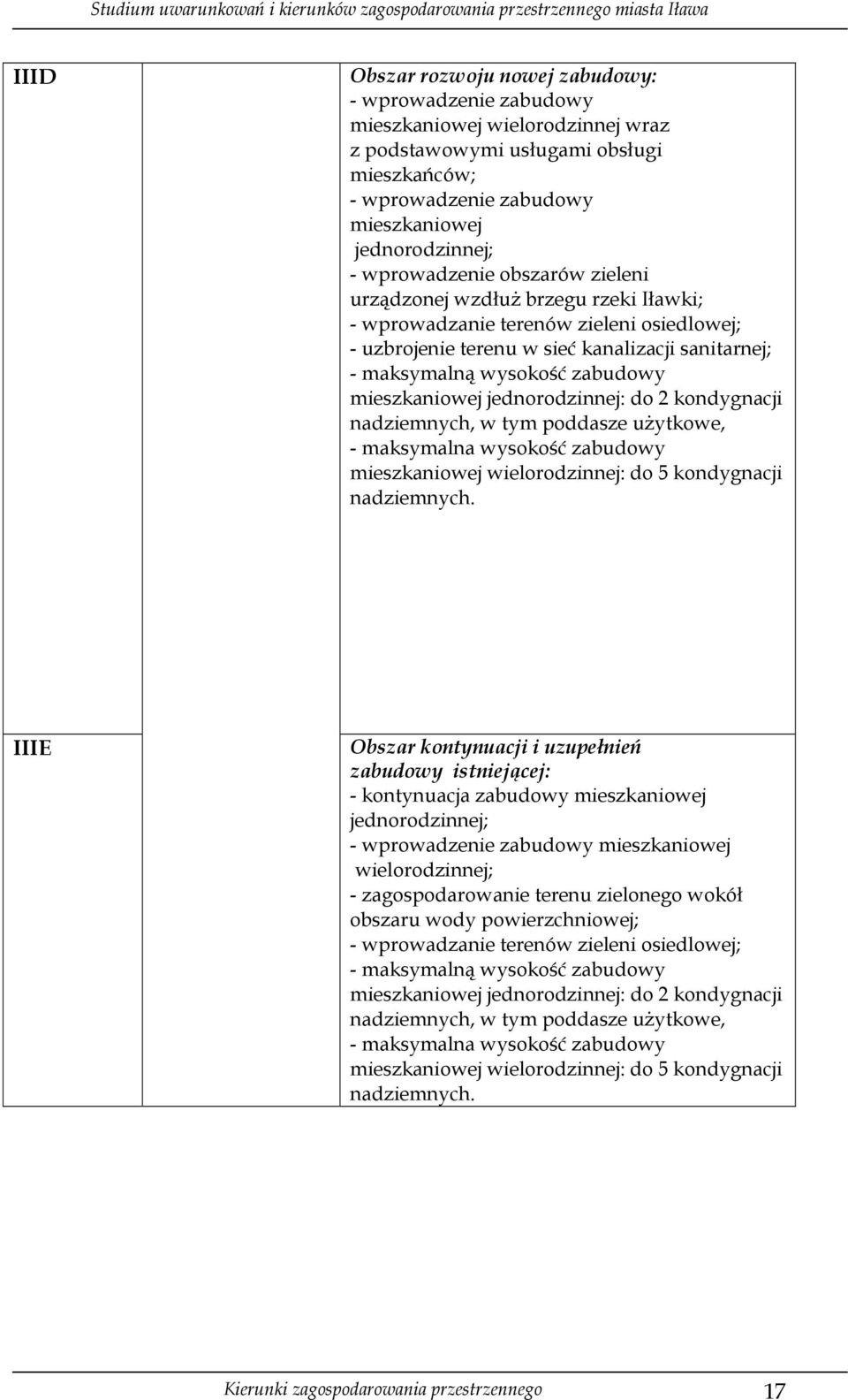 mieszkaniowej jednorodzinnej: do 2 kondygnacji nadziemnych, w tym poddasze uŝytkowe, - maksymalna wysokość zabudowy mieszkaniowej wielorodzinnej: do 5 kondygnacji nadziemnych.