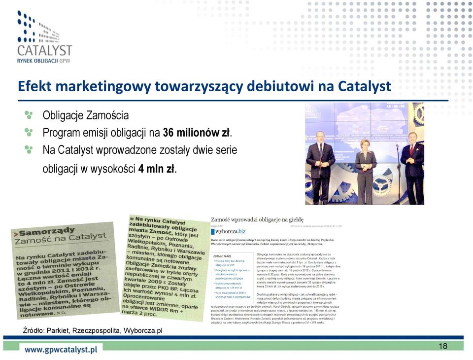 zł. Na Catalyst wprowadzone zostały dwie serie obligacji w