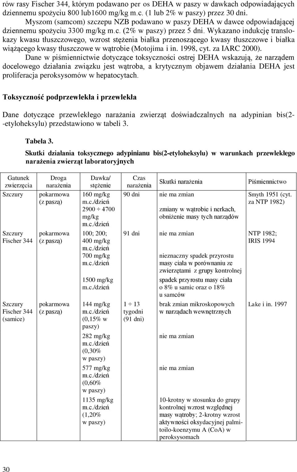 Wykazano indukcję translokazy kwasu tłuszczowego, wzrost stężenia białka przenoszącego kwasy tłuszczowe i białka wiążącego kwasy tłuszczowe w wątrobie (Motojima i in. 1998, cyt. za IARC 2000).
