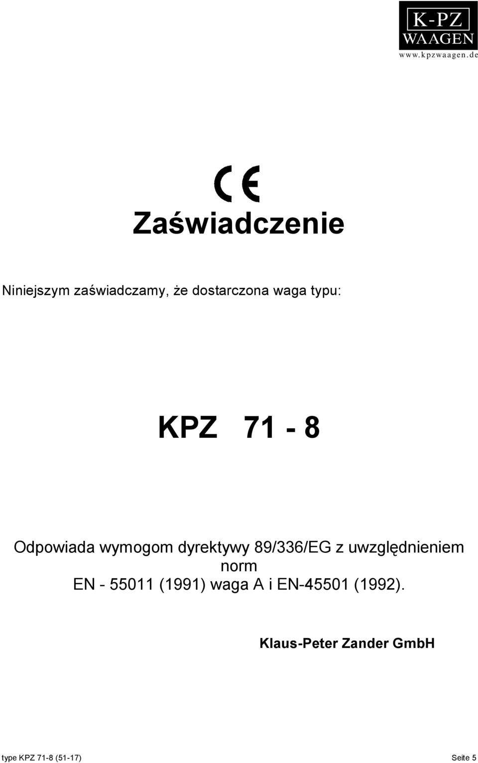 z uwzględnieniem norm EN - 55011 (1991) waga A i EN-45501