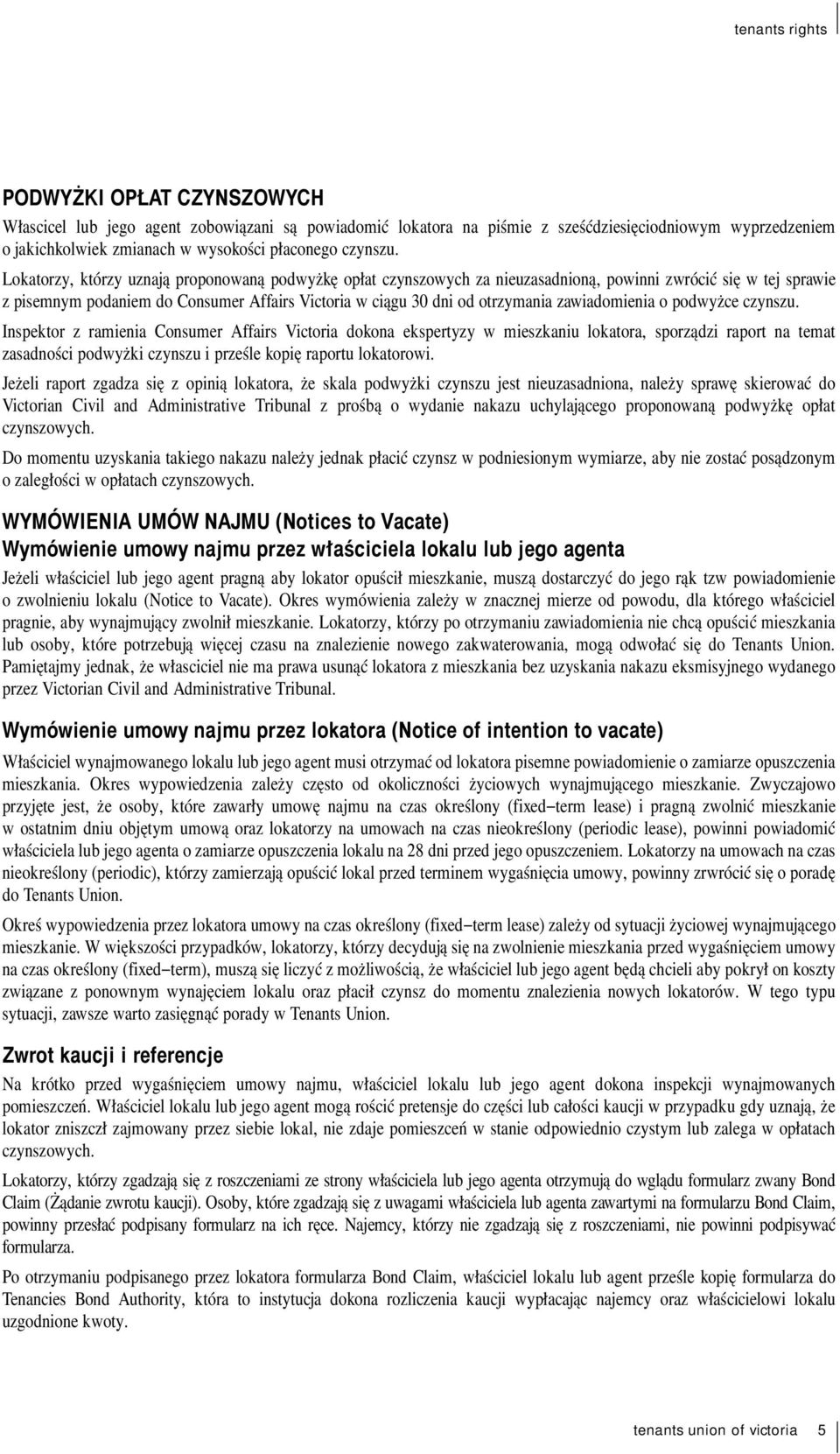 zawiadomienia o podwyżce czynszu.