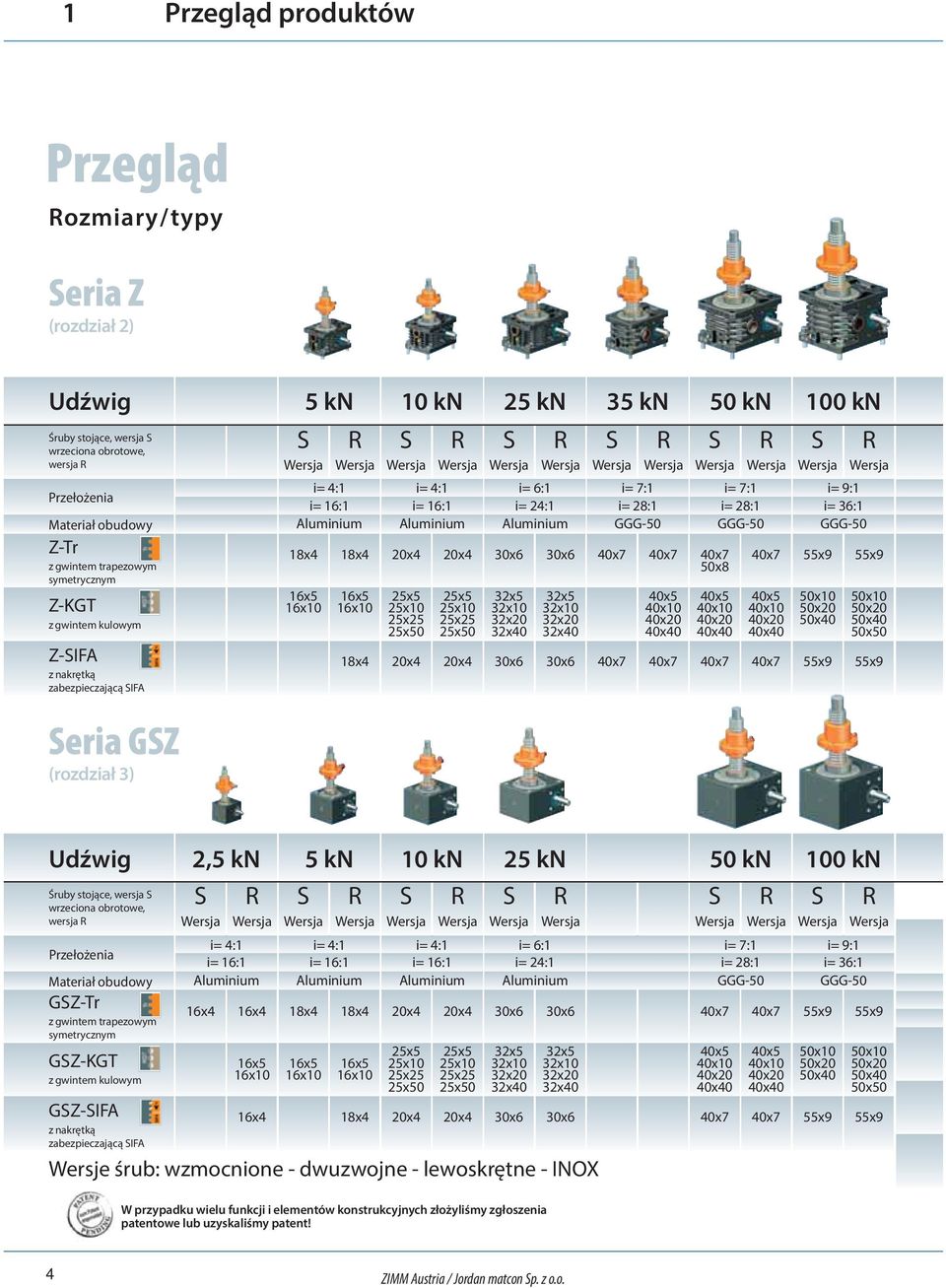 i= 36:1 Aluminium Aluminium Aluminium GGG GGG GGG 1x4 1x4 x4 x4 x6 x6 x7 x7 x7 x x5 x x5 x S Wersja 5x5 5x 5x5 5x R Wersja 5x5 5x 5x5 5x S Wersja 3x5 3x 3x 3x R Wersja 3x5 3x 3x 3x S Wersja R Wersja