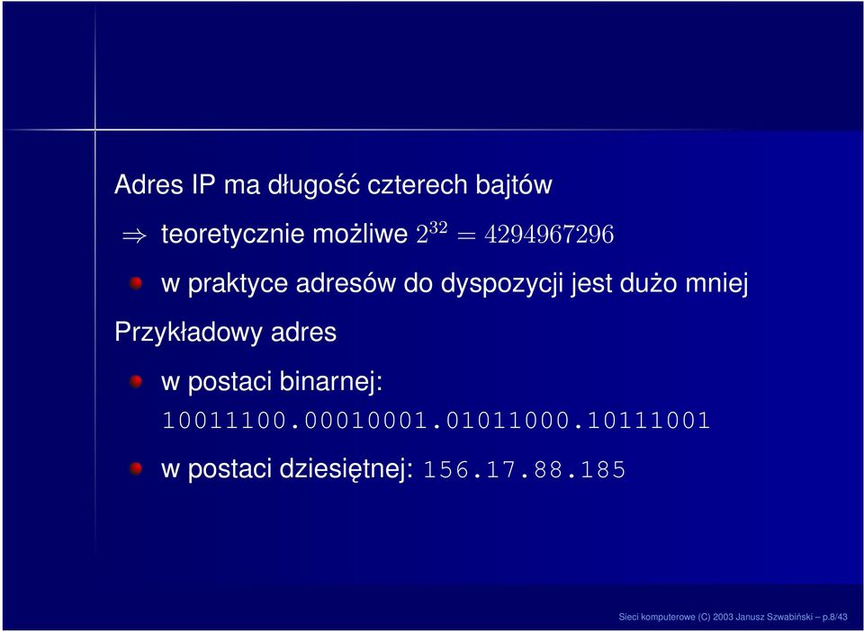 adres w postaci binarnej: 10011100.00010001.01011000.