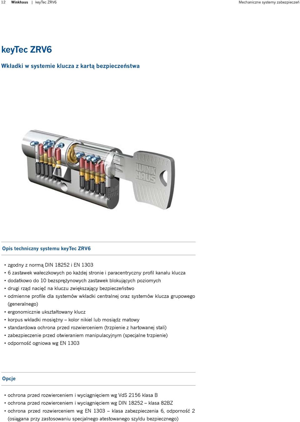 profile dla systemów wkładki centralnej oraz systemów klucza grupowego (generalnego) ergonomicznie ukształtowany klucz korpus wkładki mosiężny kolor nikiel lub mosiądz matowy standardowa ochrona