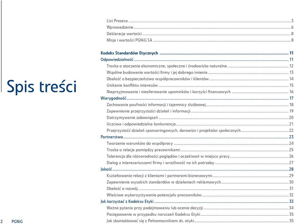 nieoferowanie upominków i korzyści finansowych 16 Wiarygodność 17 Zachowanie poufności informacji i tajemnicy służbowej 18 Zapewnienie przejrzystości działań i informacji 19 Dotrzymywanie zobowiązań