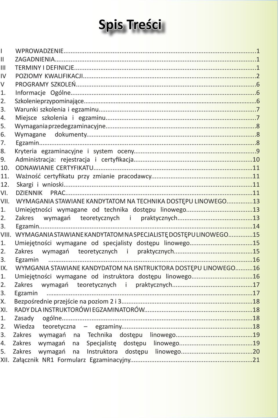 Administracja: rejestracja i certyfikacja...10 10. ODNAWIANIE CERTYFIKATU...11 11. Ważność certyfikatu przy zmianie pracodawcy...11 12. Skargi i wnioski...11 VI. DZIENNIK PRAC...11 VII.